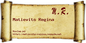 Matievits Regina névjegykártya